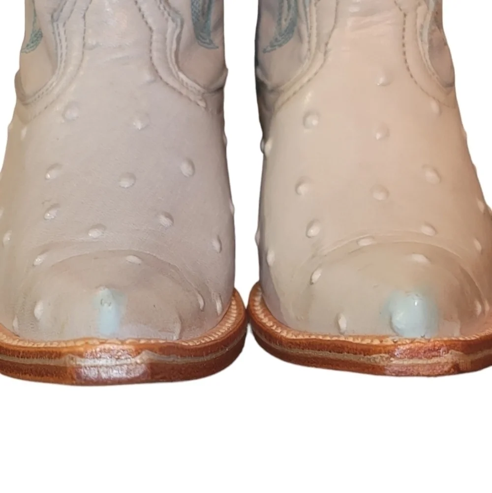 Faux Ostrich Cowboy Boots with hand nailed soles  NWOT